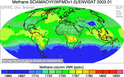 Global methane distribution